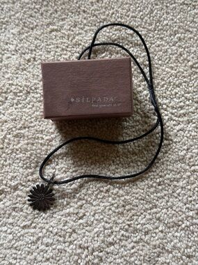 Silpada Oxidized Daisy Pendant on Black Cord